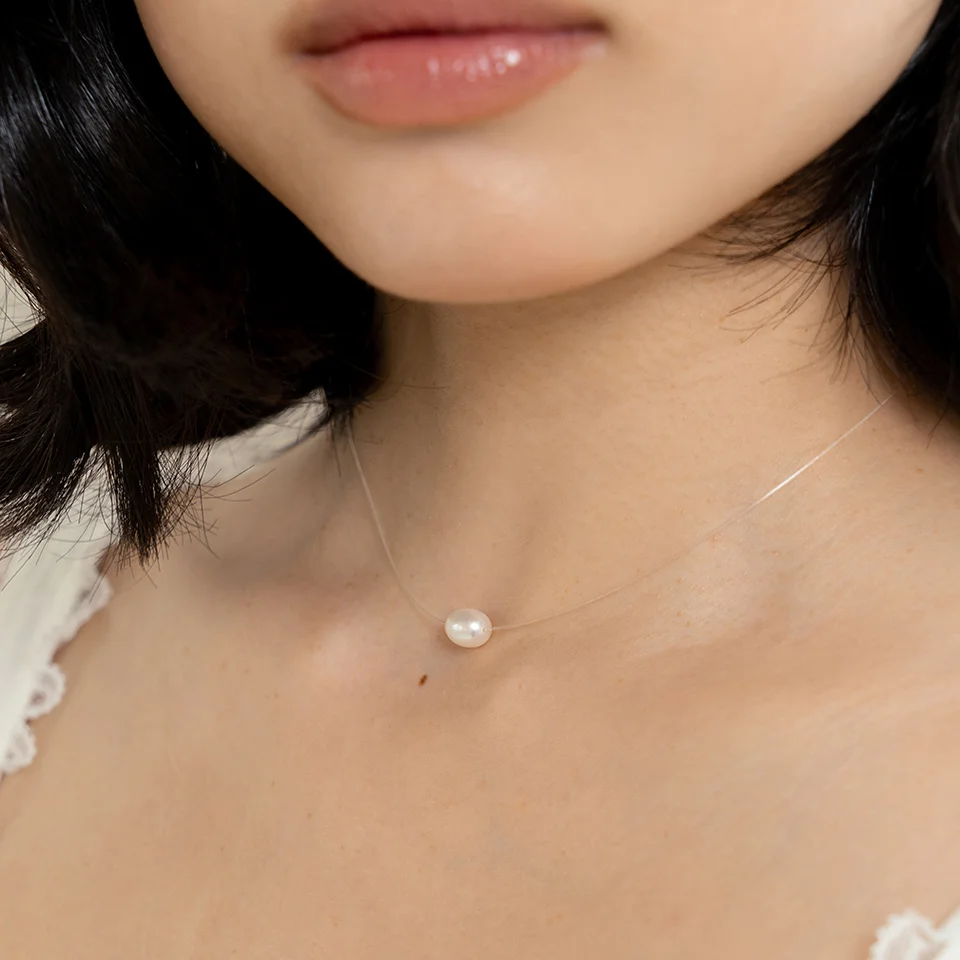 natural pearl clear necklace