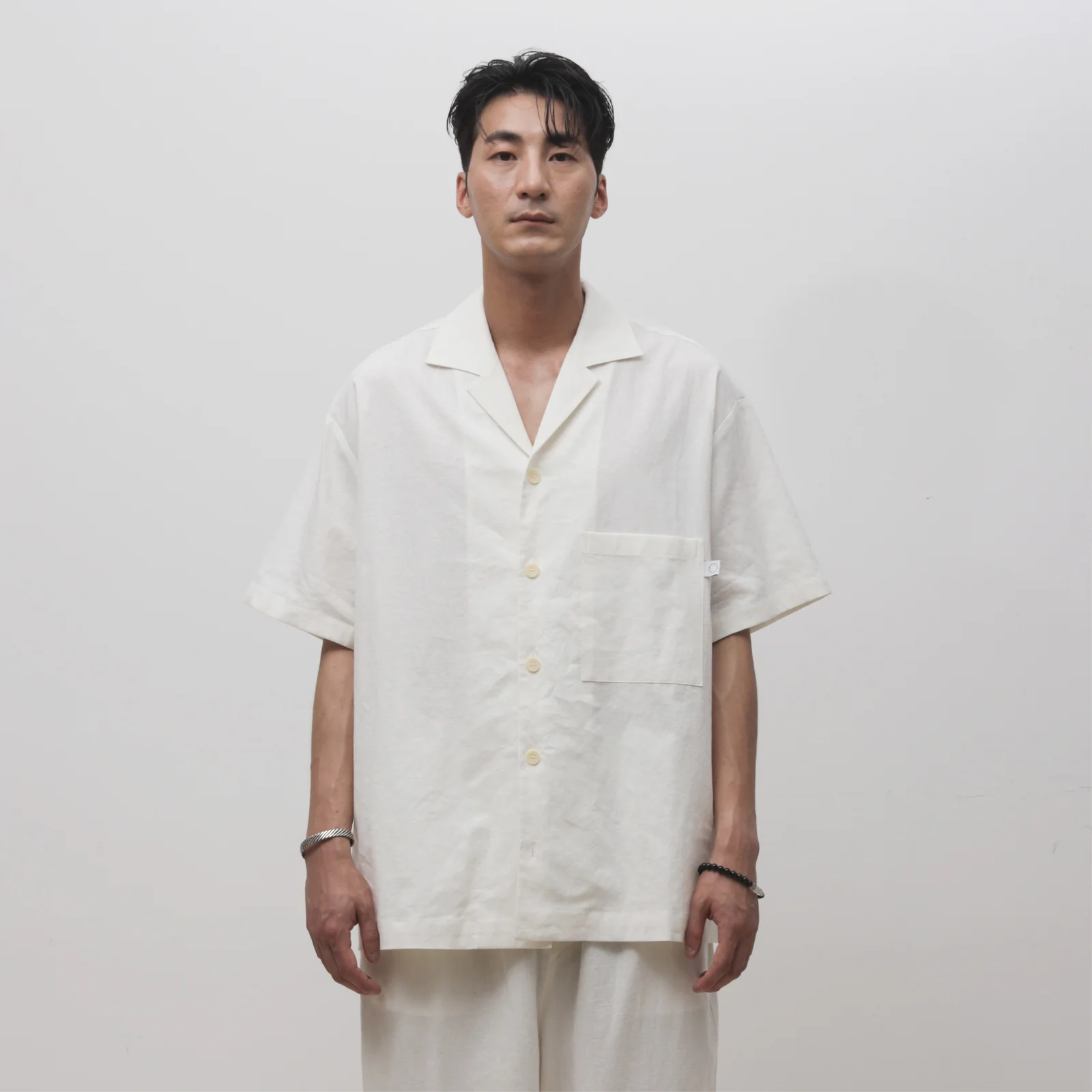 MRS301 亞麻 短 衣袖 Meditation 襯衫 ORGANIC WHITE