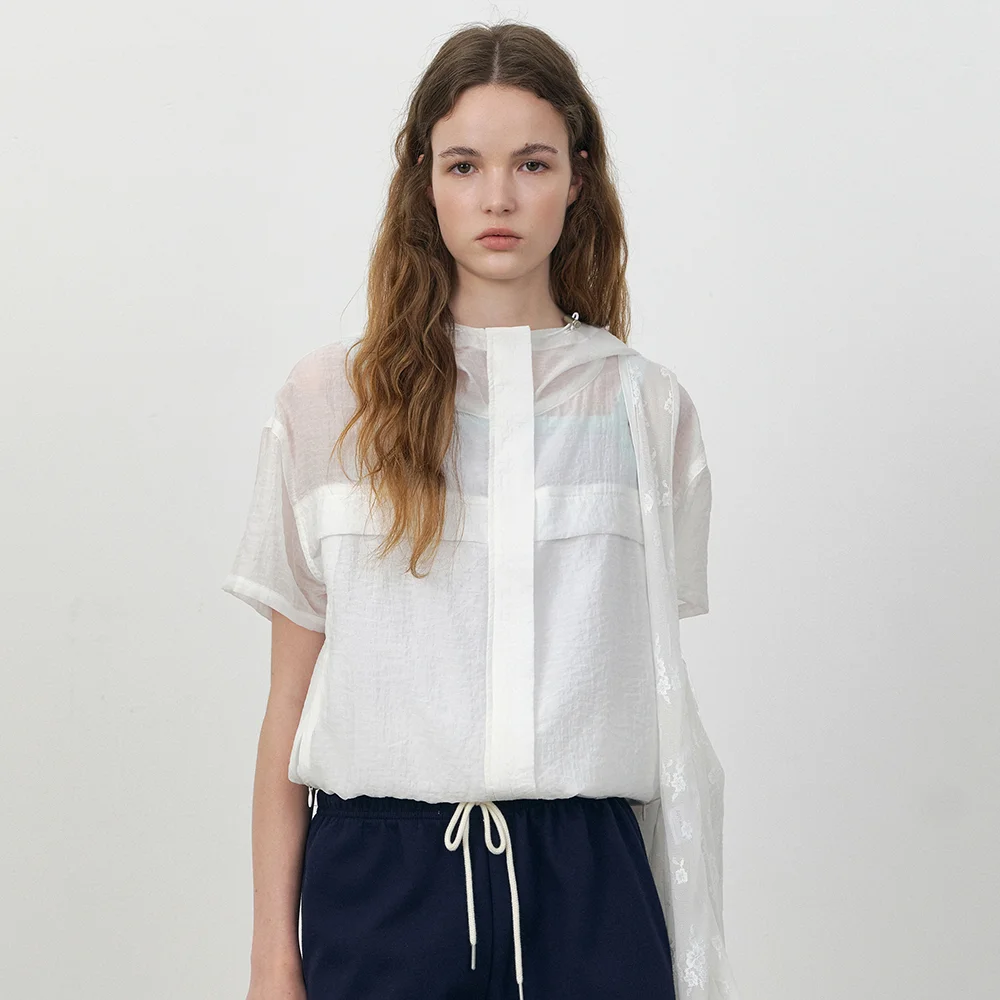 Airy short sleeve windbreaker_White