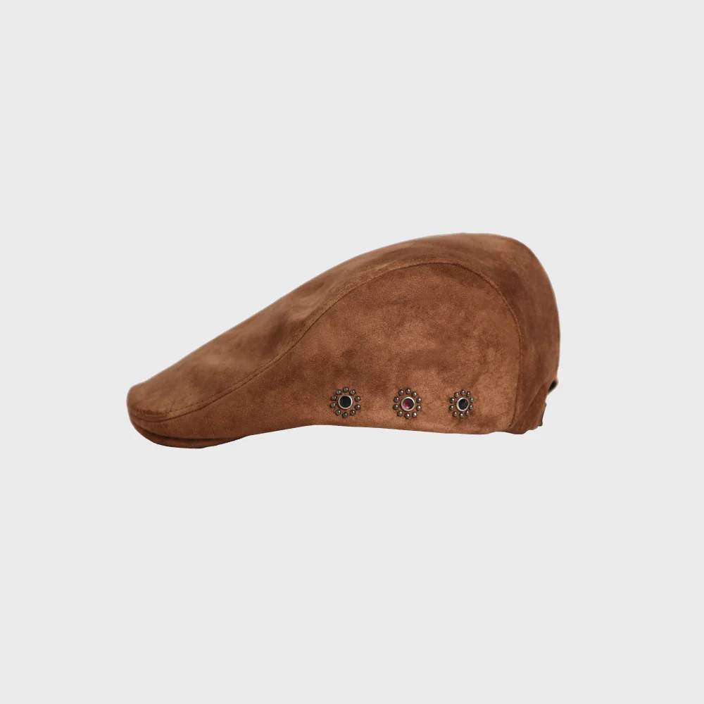 Suede Stud Hunting Cap (Camel)