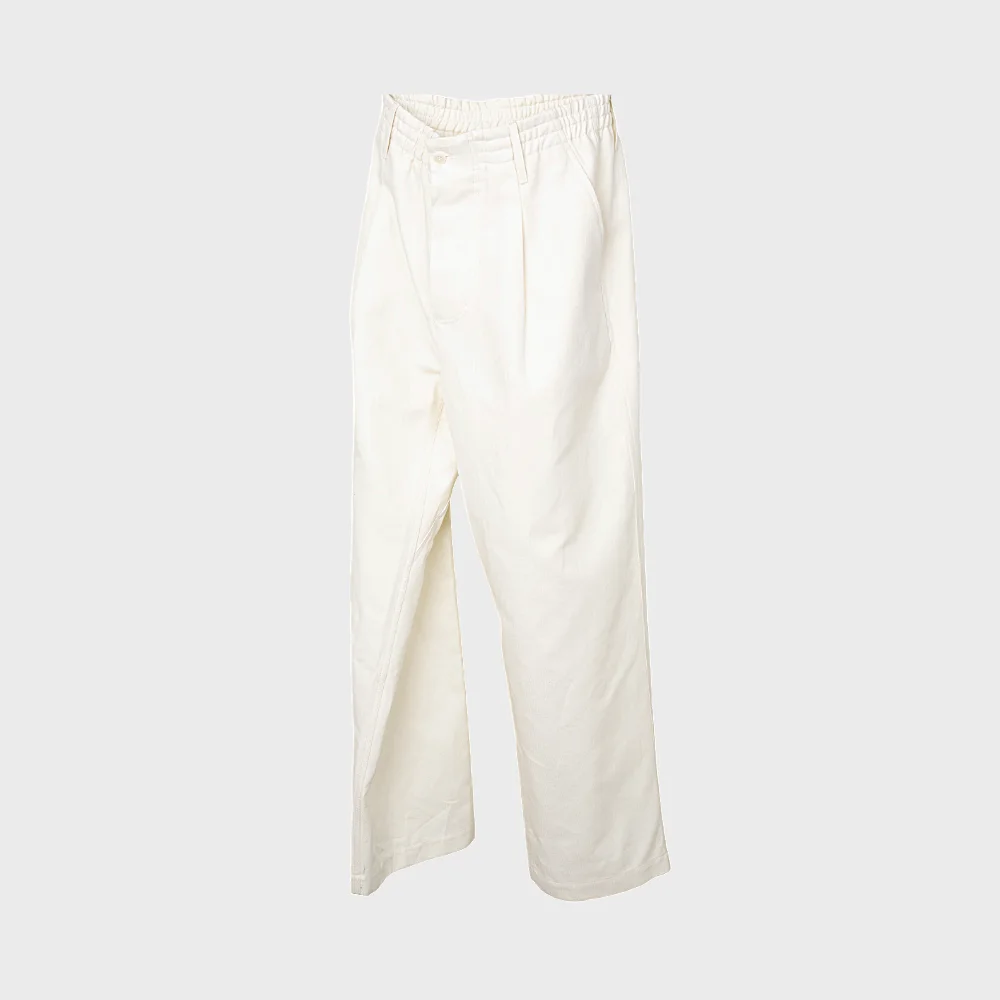 COTTON LINEN DOBBY EASY PANTS_WHITE