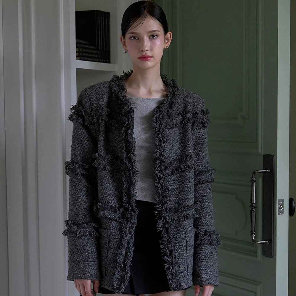Fringe Long Tweed Jacket