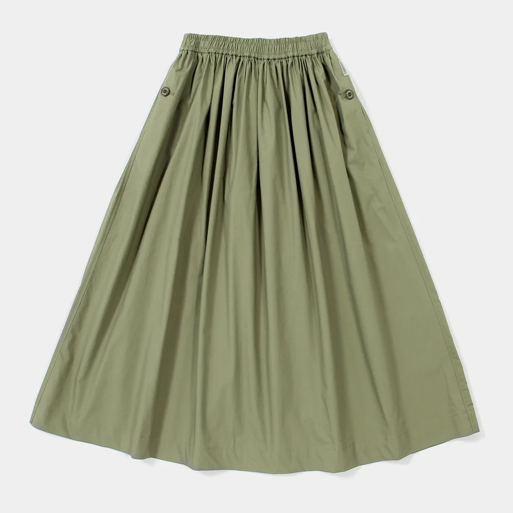 ALL-ROUND PLEATS COTTON LONG SKIRTS 卡其色