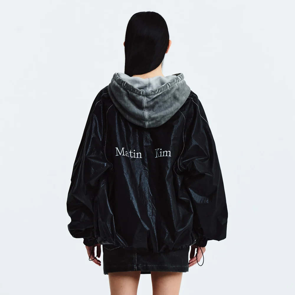 MATIN KIM LOGO COATING JUMPER IN BLACK