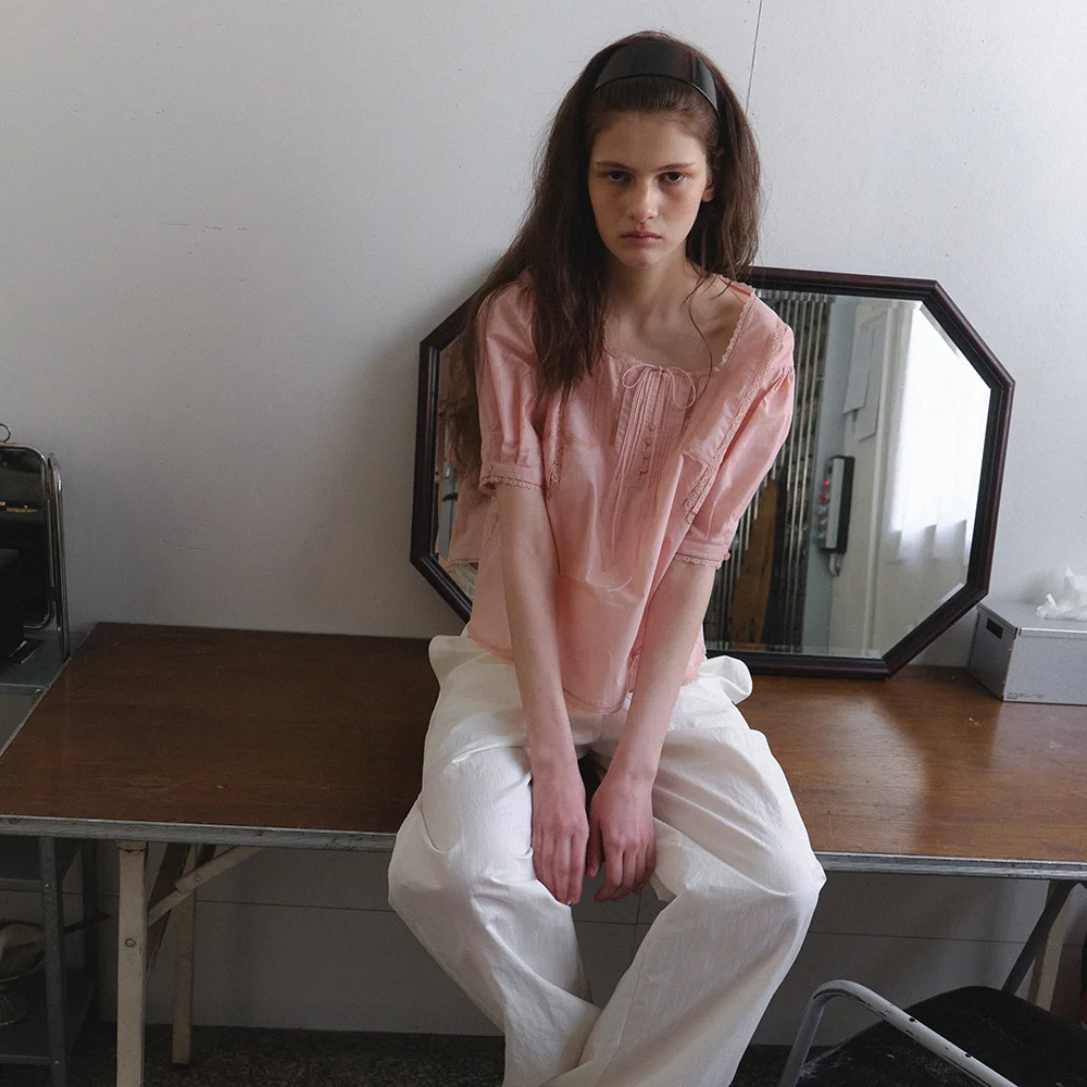 Vintage lace blouse_pink