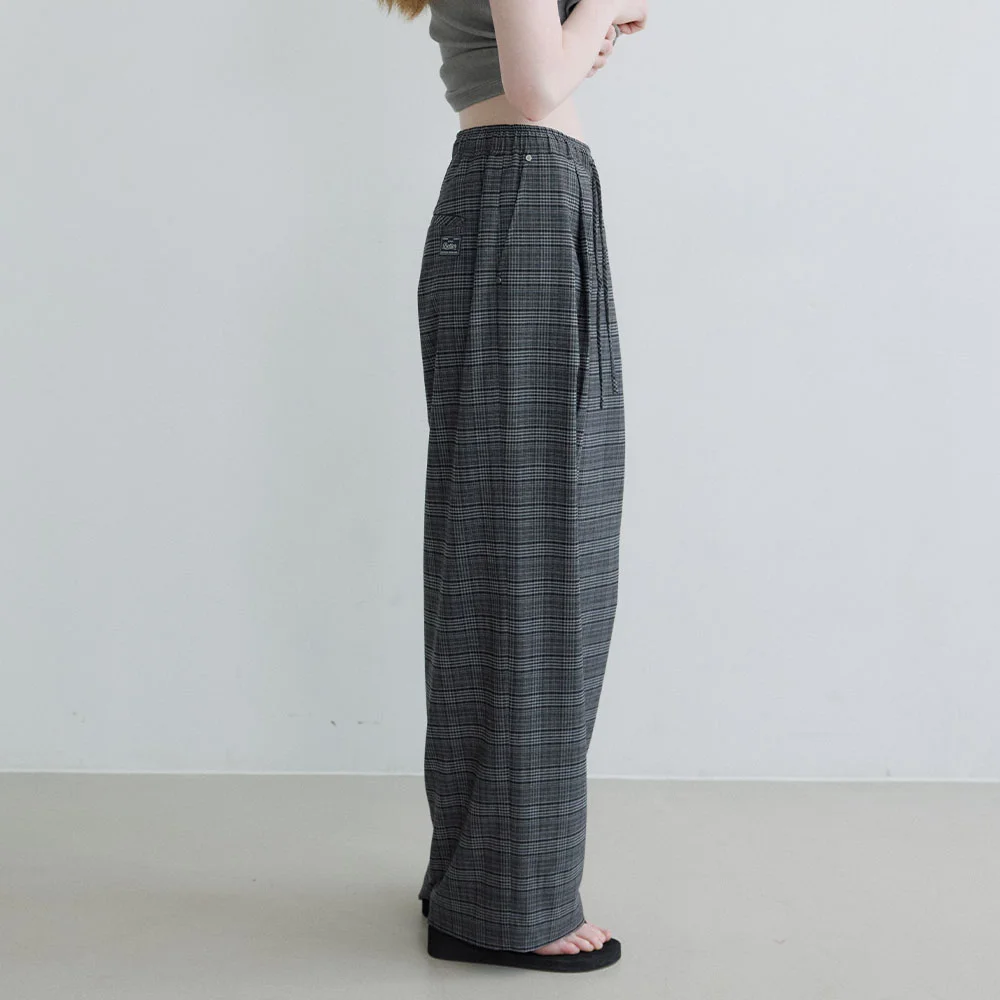 Check banding pants _Black
