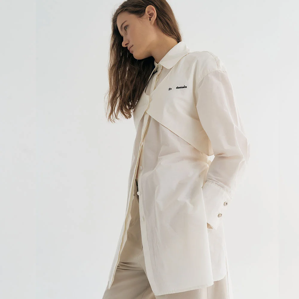 Cape Layered Belt long Shirt (Off White)