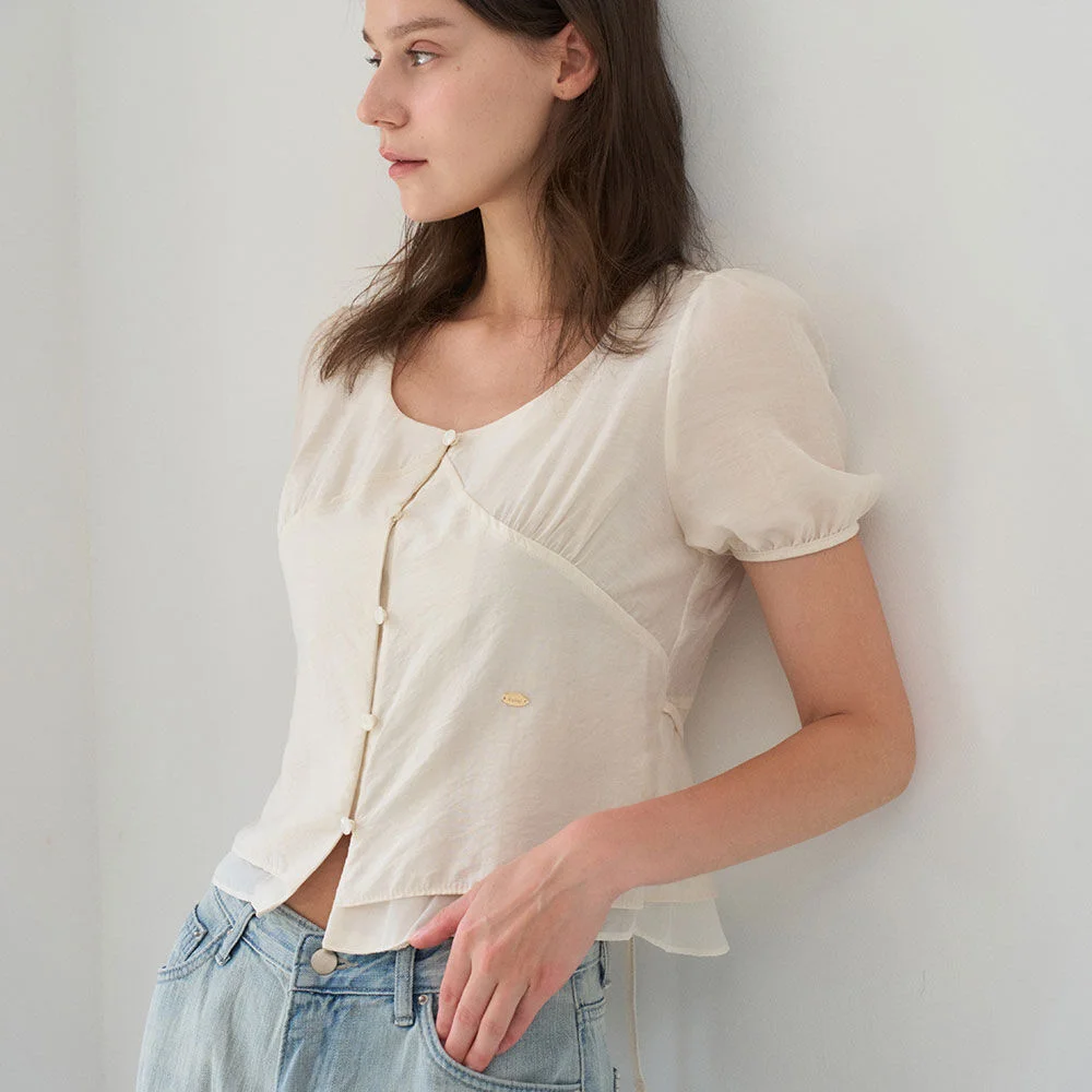 SAELI LACE HEM PUFF BLOUSE 2COL_IVORY