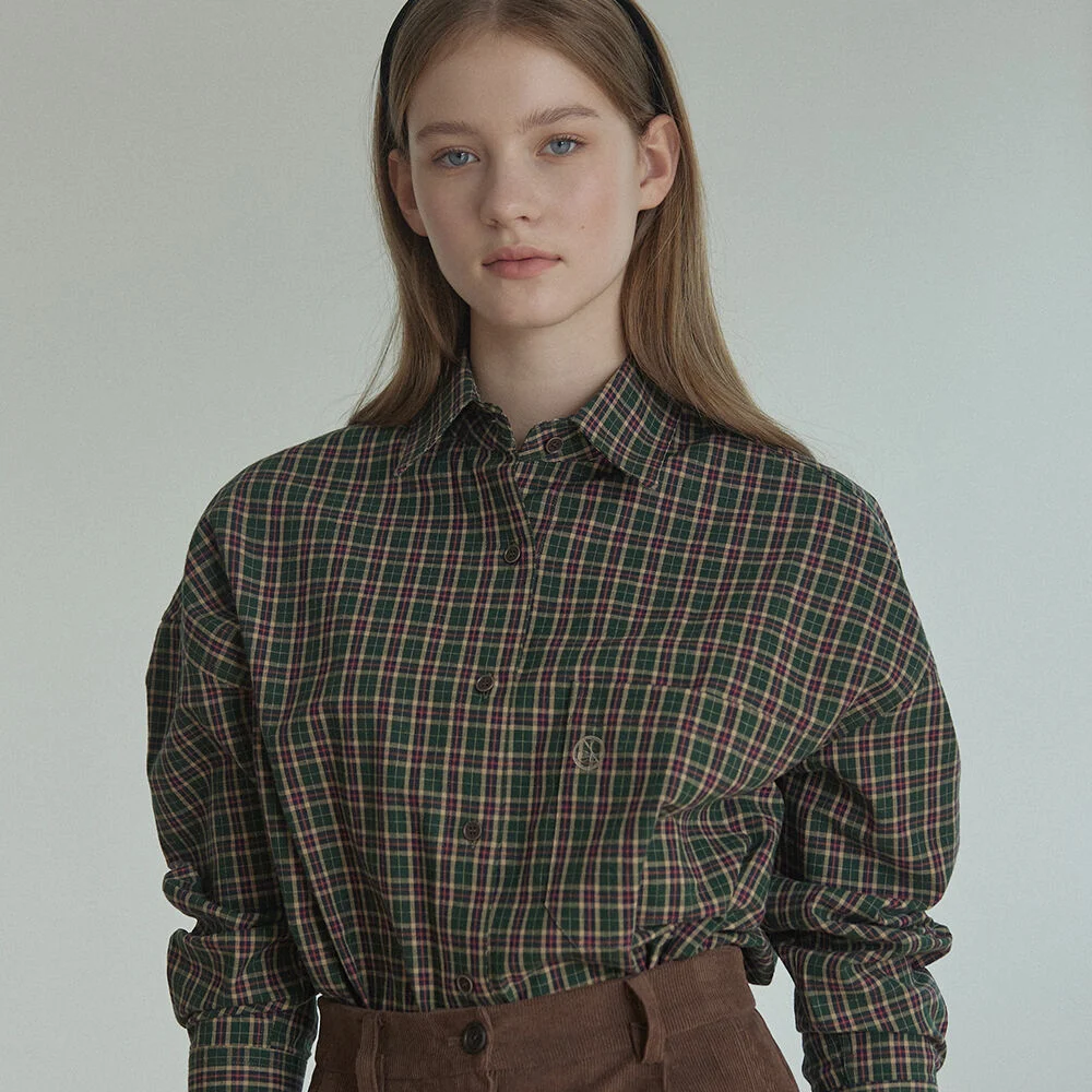 Emblem Logo Check Shirt - Green