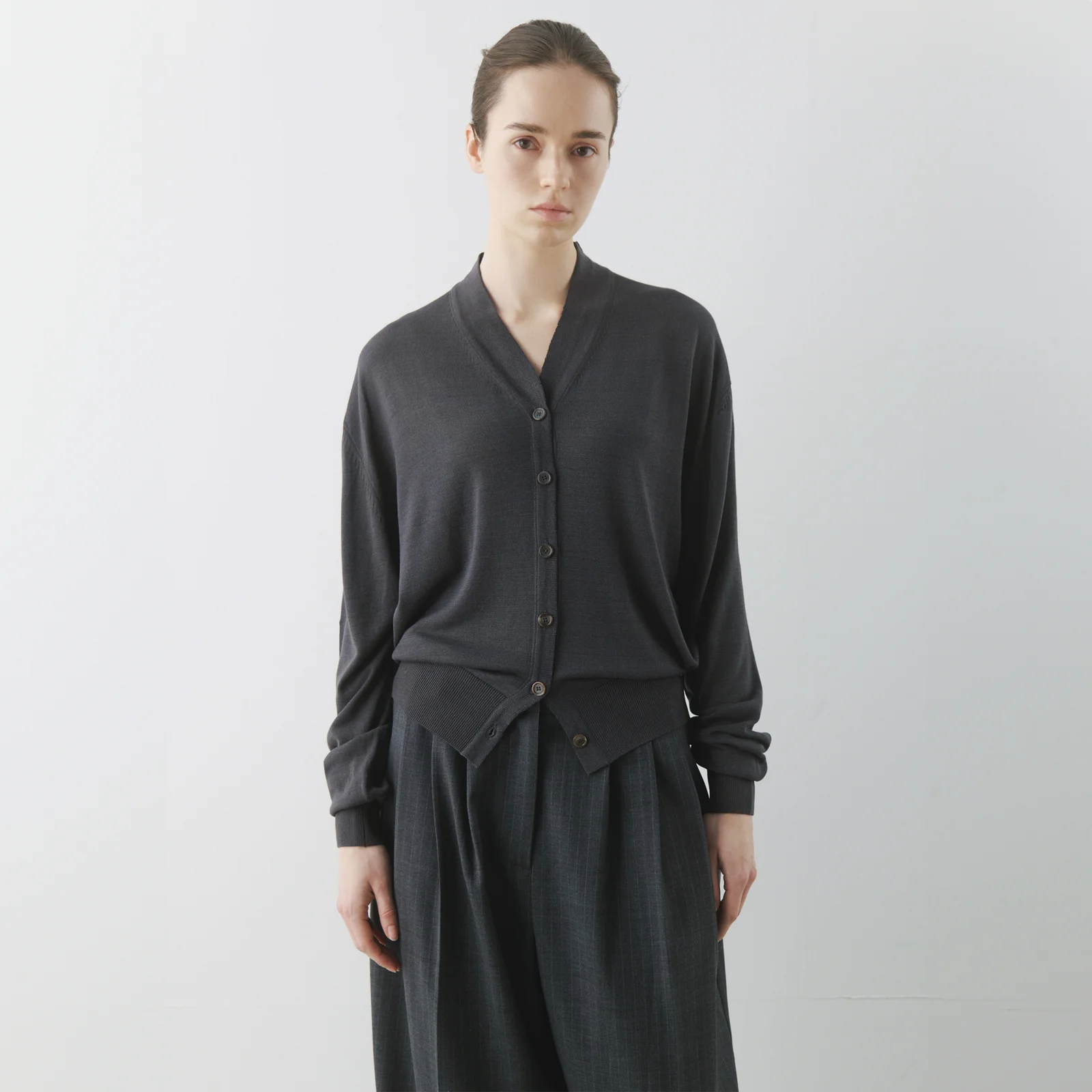Soft Shawl Collar Cardigan in Charcoal