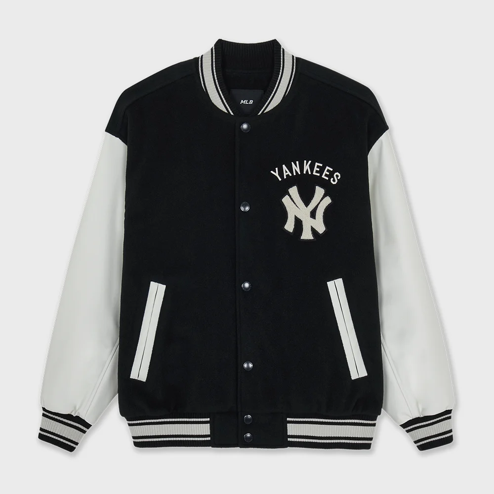 標誌款 羊毛 棒球外套 NY (Black)