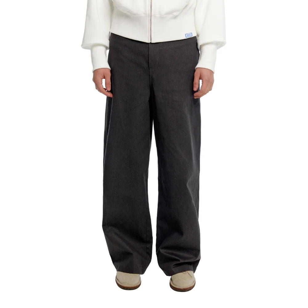 MEN CLASSIC WIDE - FIT DRAWSTRING PANTS - GRAY