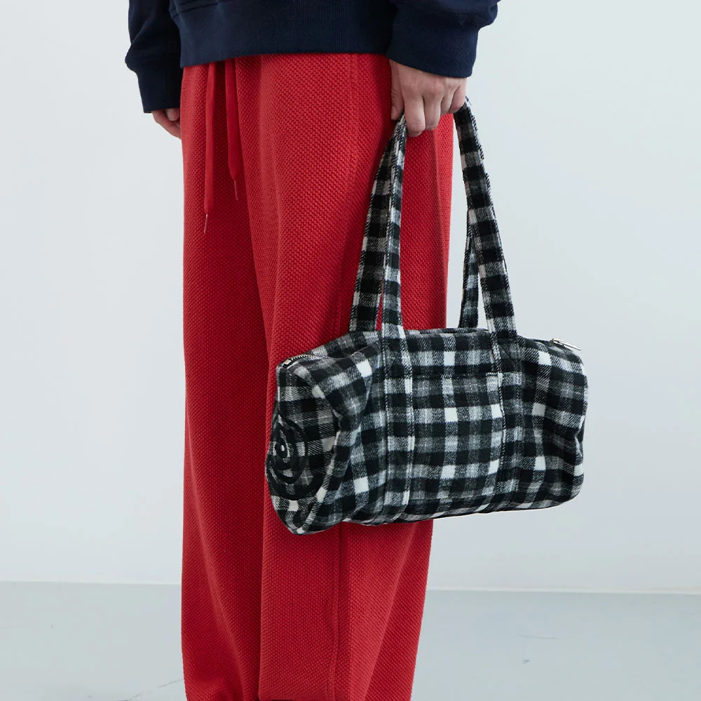 蜜桃色 格紋 Duffle 袋 (Black)