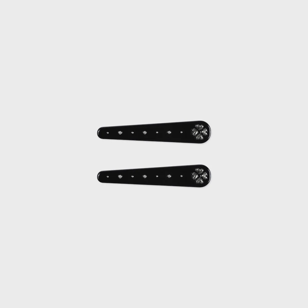 hair pin set metal clover black