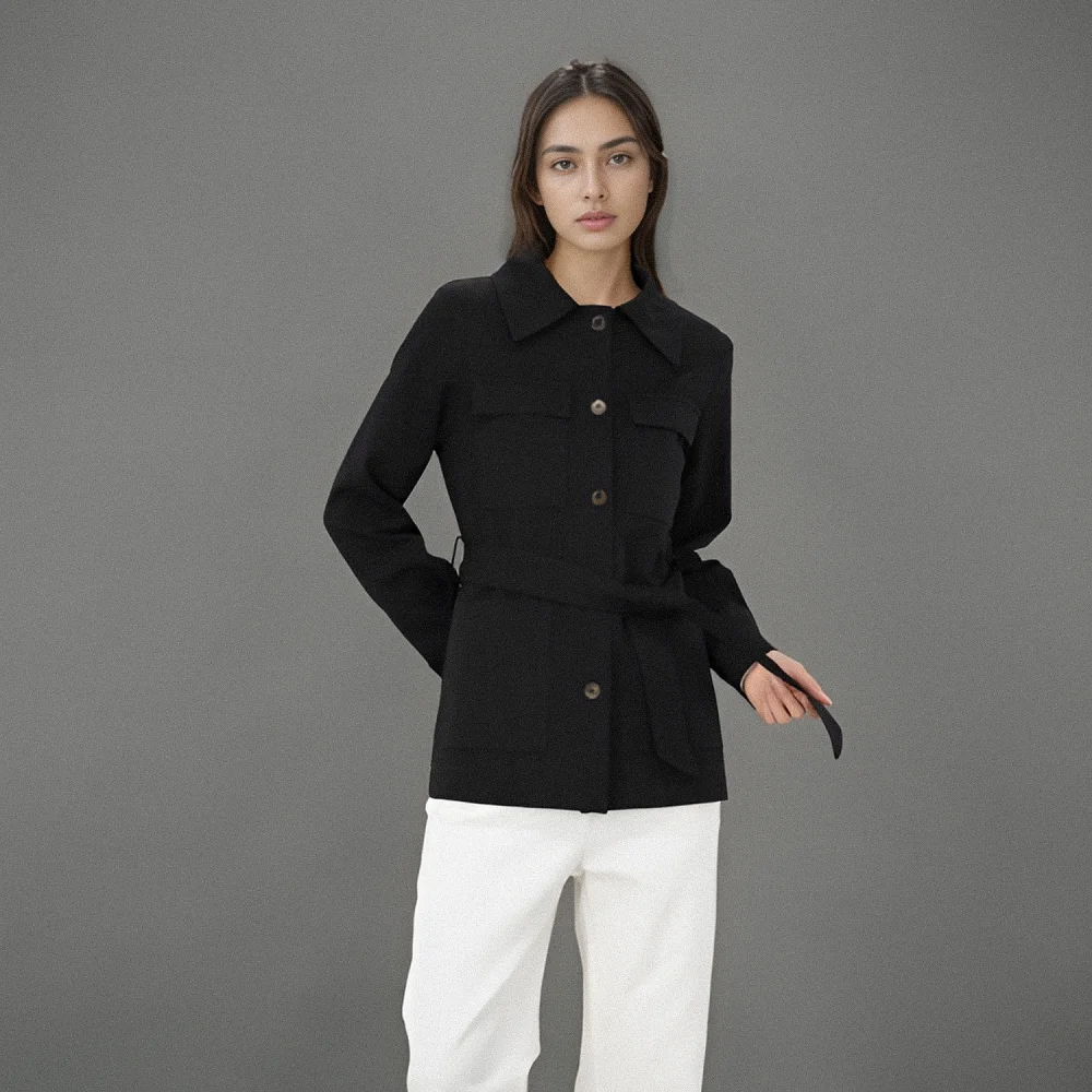 Utility Belted Jacket _Black