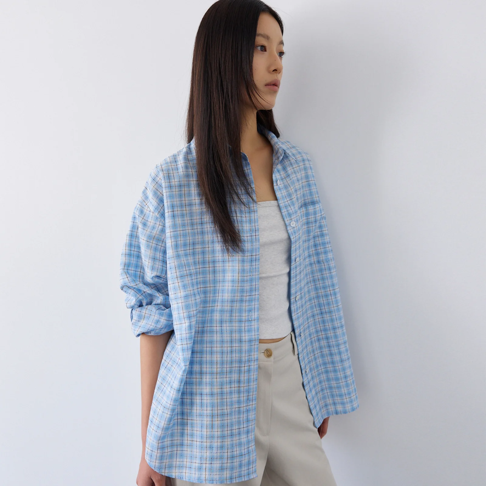 Summer Check Shirt-Light Blue