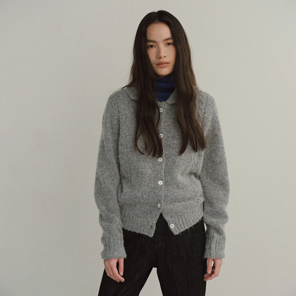 ALPACA CARDIGAN (LIGHT CHARCOAL)