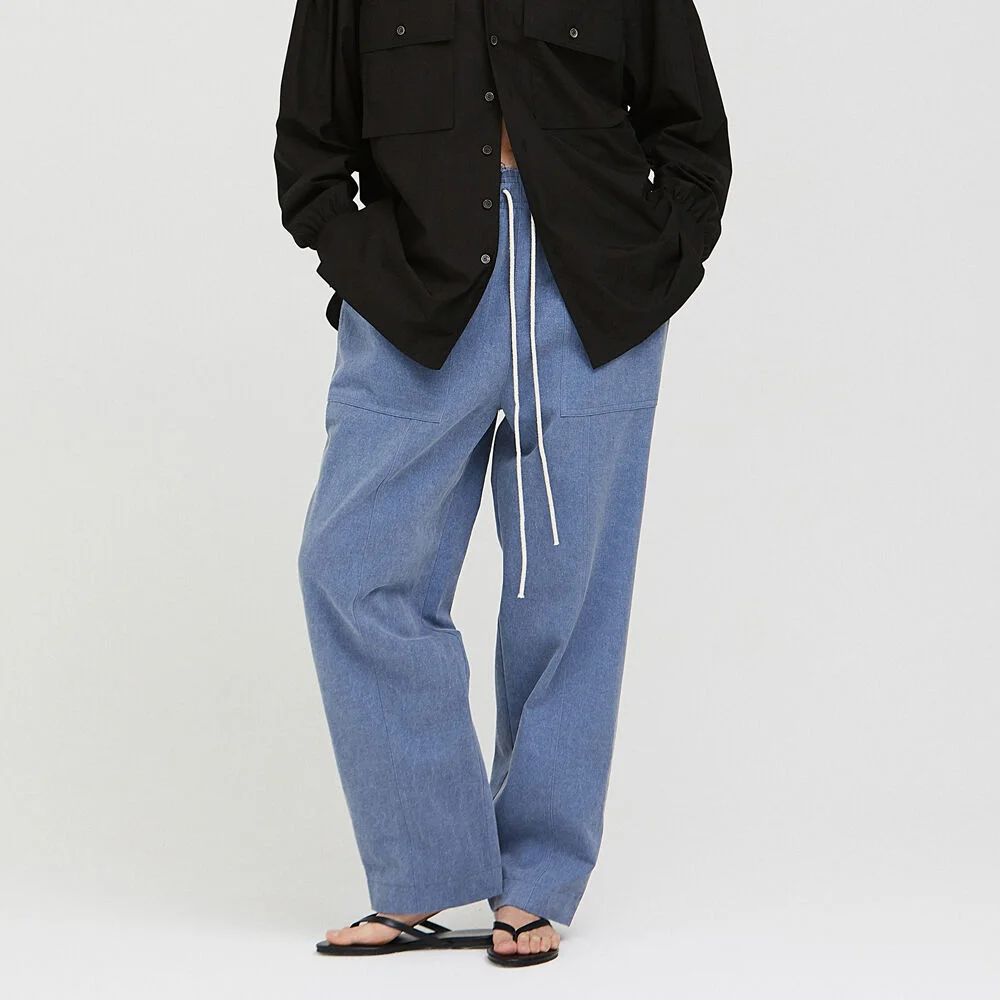 Hem-Zip Pigment Pants / Washed Blue