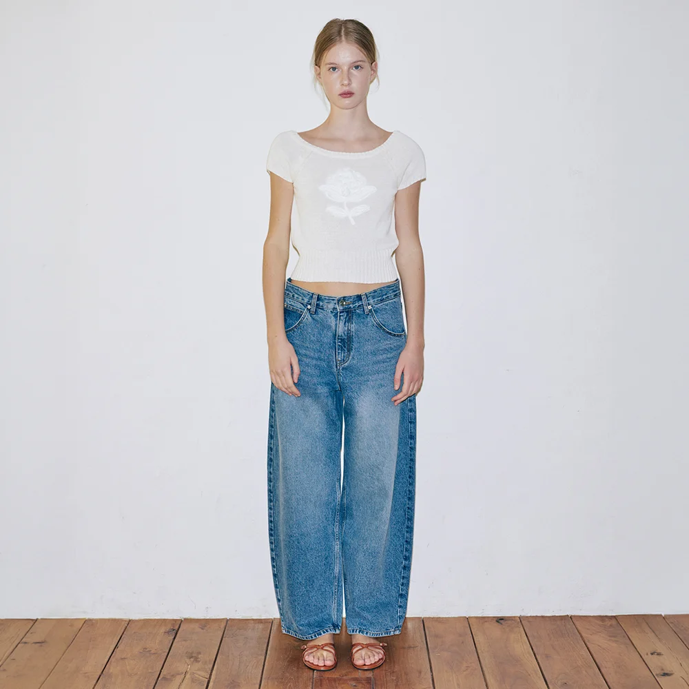 Balloon Fit Check Heart Denim (Blue)