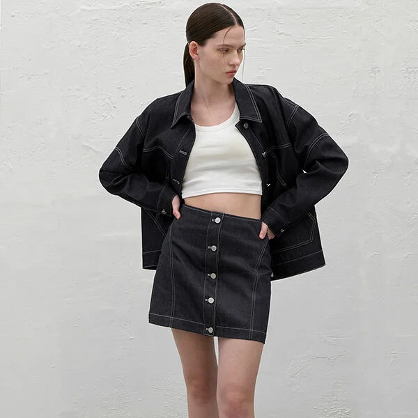 WILLOW SELVEDGE SET-UP DENIM SKIRT(SK-4911)