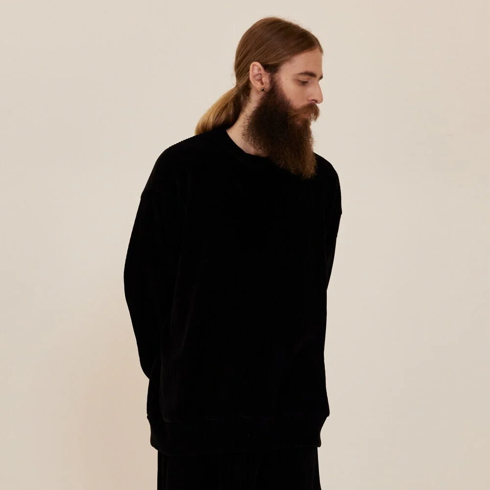 CB CORDUROY CREWNECK (BLACK)