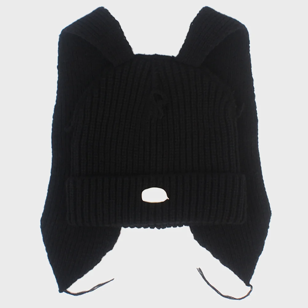 Rabbit Long Ear Black Beanie 兔耳冷帽