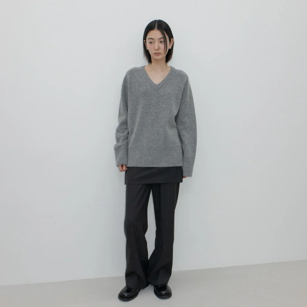 LAYERED SKIRT PANTS / DARK GREY