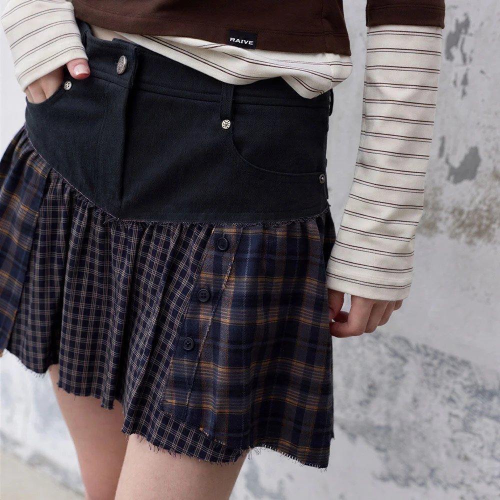 Mix Check Mini Skirt VW6AS985_2color