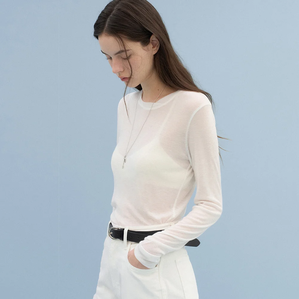 Sally Layered Sheer Tee (Ivory)