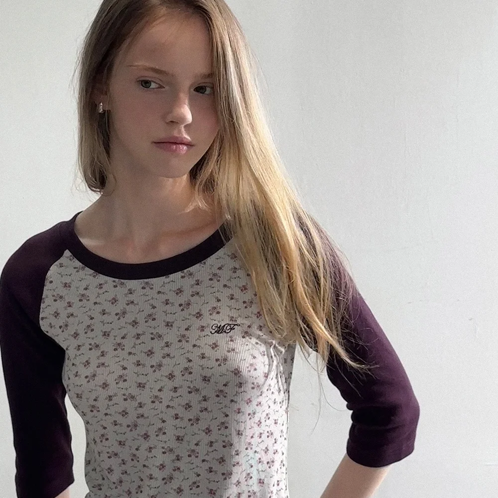 FLORAL RAGLAN T-SHIRT (PURPLE)