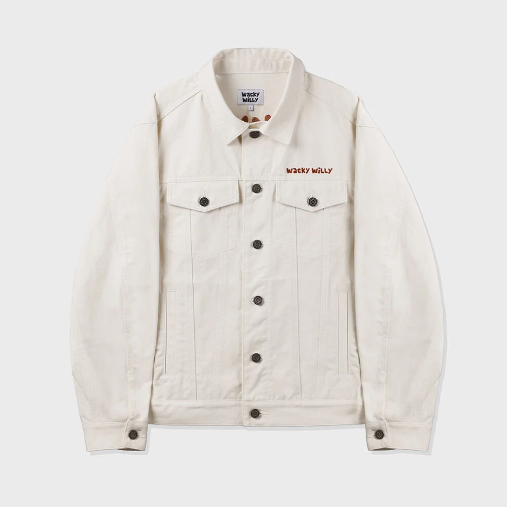 刺繡 字母印花 Trucker 奶油