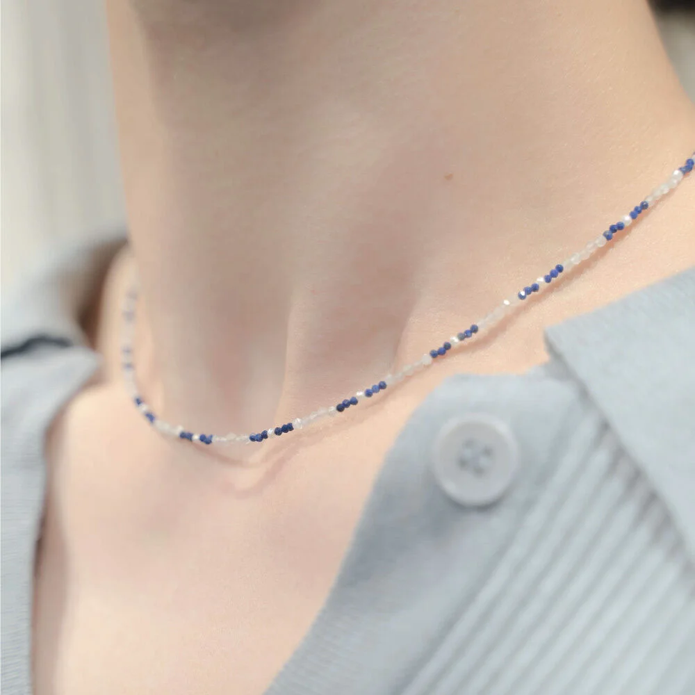 HR 57N_Pearl Point Gemstone Beads Necklace