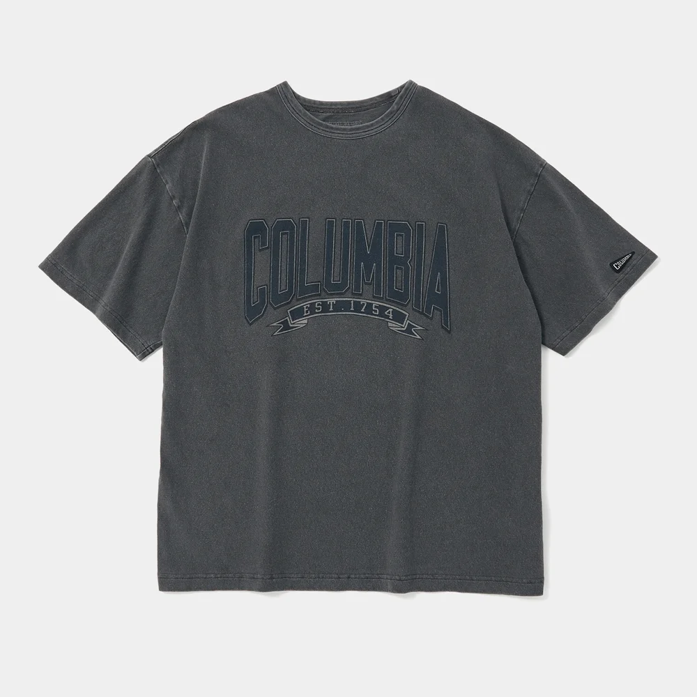 CU 80S VINTAGE CRACK LOGO GARAMENTS DYING S/S T-SHIRTS 炭灰色