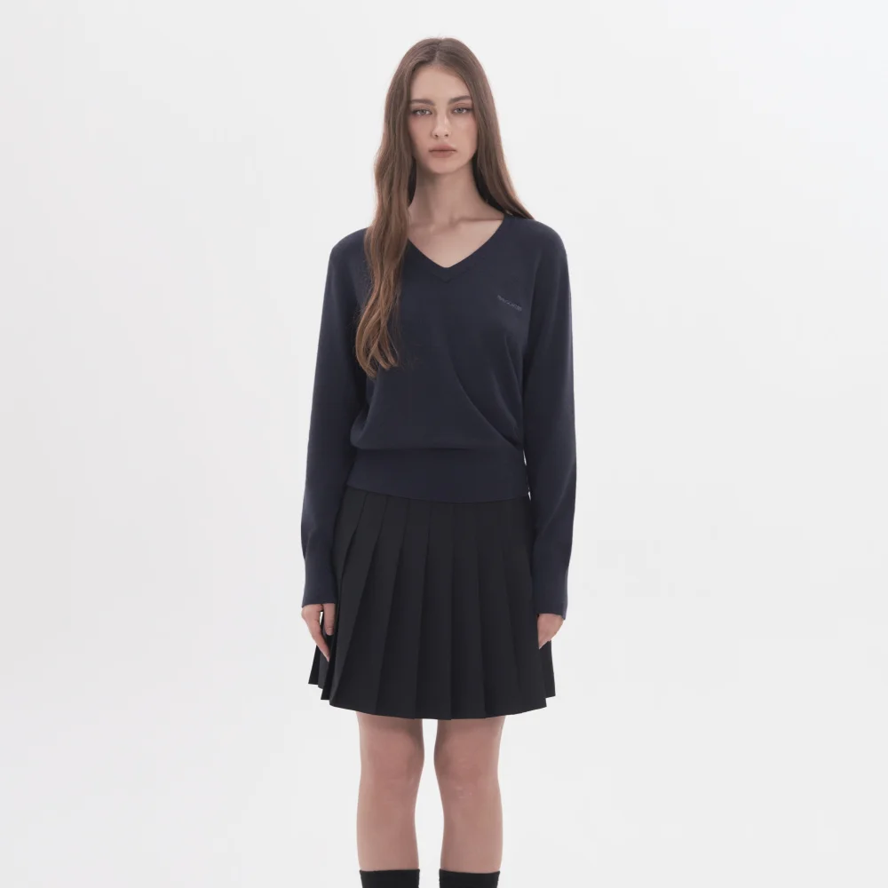 Jenn Pleated Mini Skirt - Navy