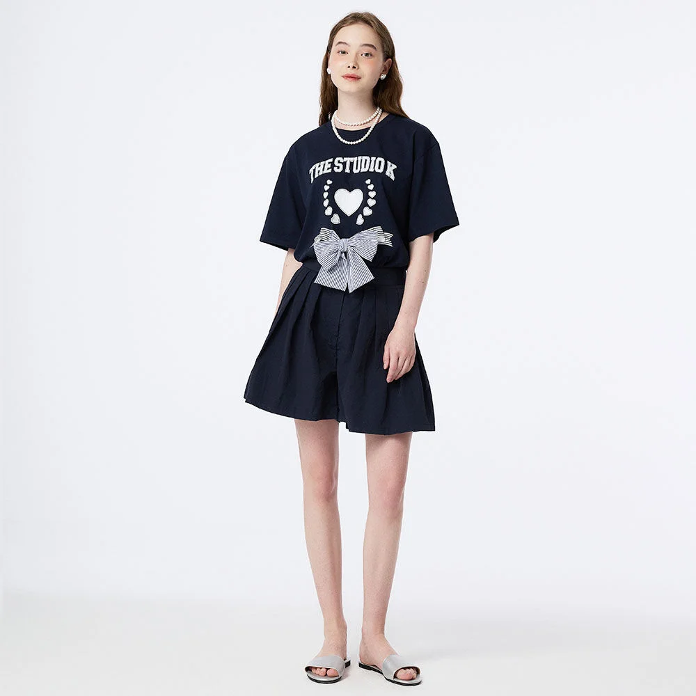 HEART LOGO LIBBON T-SHIRTS (NAVY)