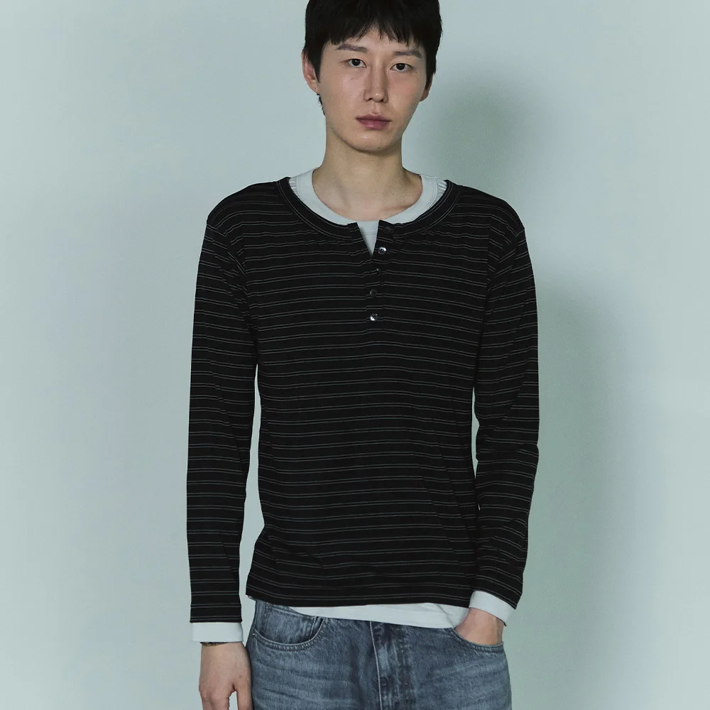 Bluesf double layer henley neck
