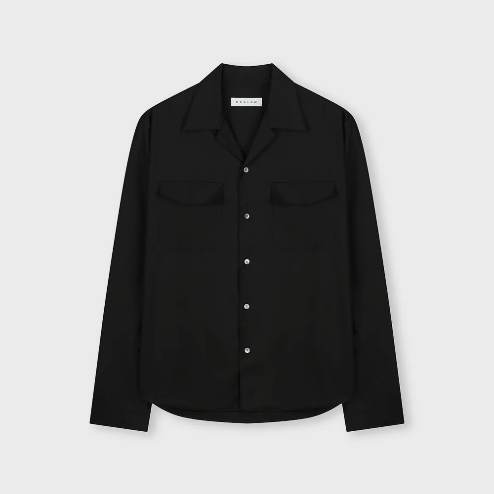 MILITARY CONVERTIBLE COLLAR SHIRT BLACK