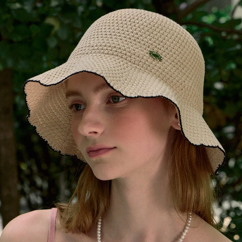 Olivia Summer Knitted Bucket Hat - Light Beige