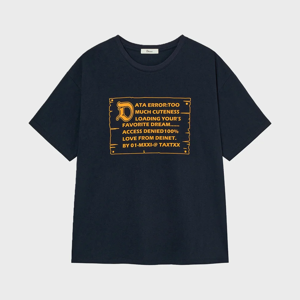 D LETTERING GRAPHIC OVERSIZED T-SHIRT IN NAVY
