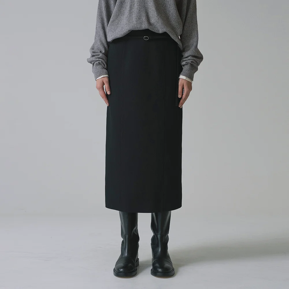 SIST9051 束帶 Taylor 長 半身裙_Black