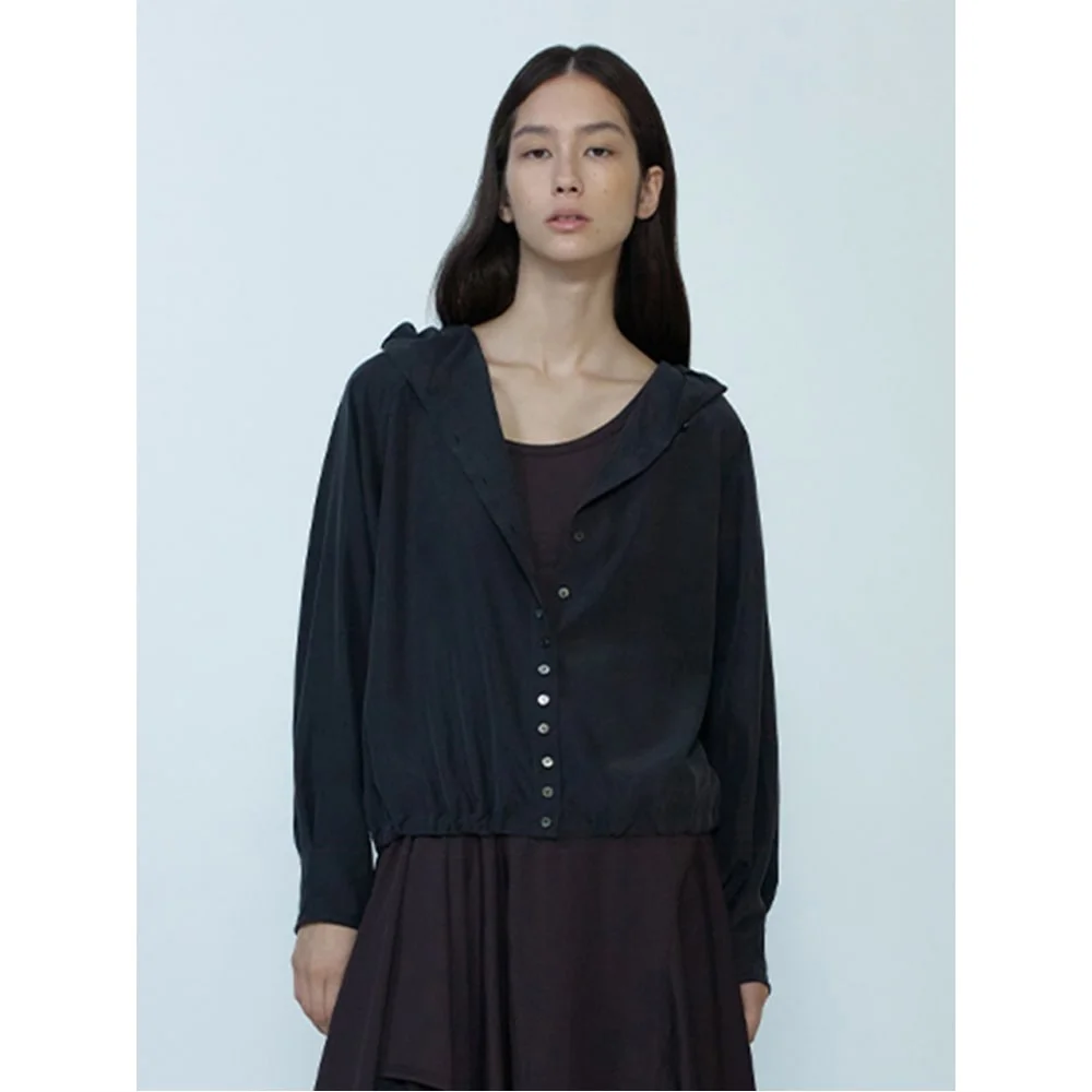 Washed Hooded ButtonUp Shirt Ash(AG5739A014)