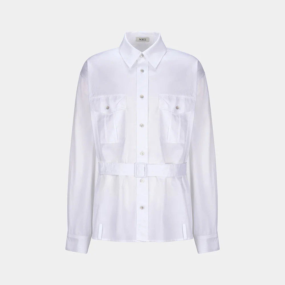 M BELTED COTTON SHIRT - WHITE