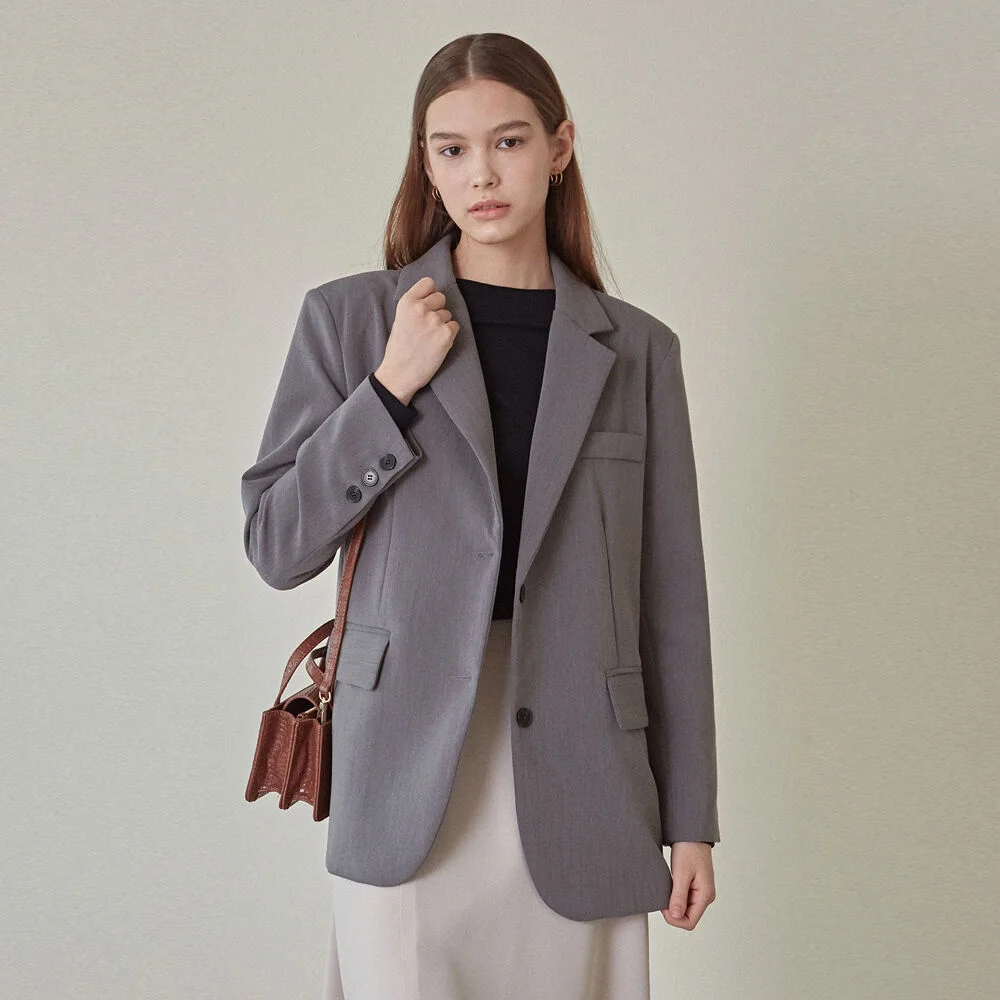 SOLID BASIC SINGLE JACKET_GRAY