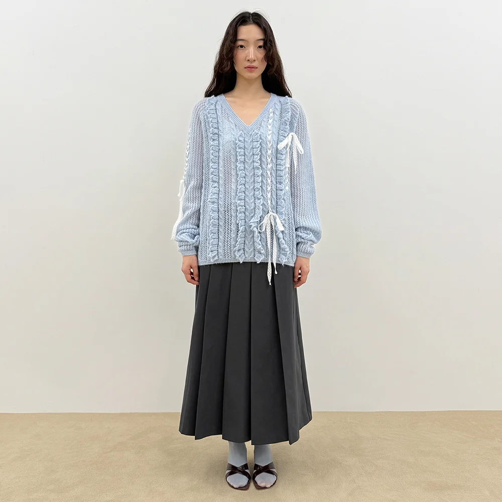 Sinoon Pleated Maxi Skirt (Grey)
