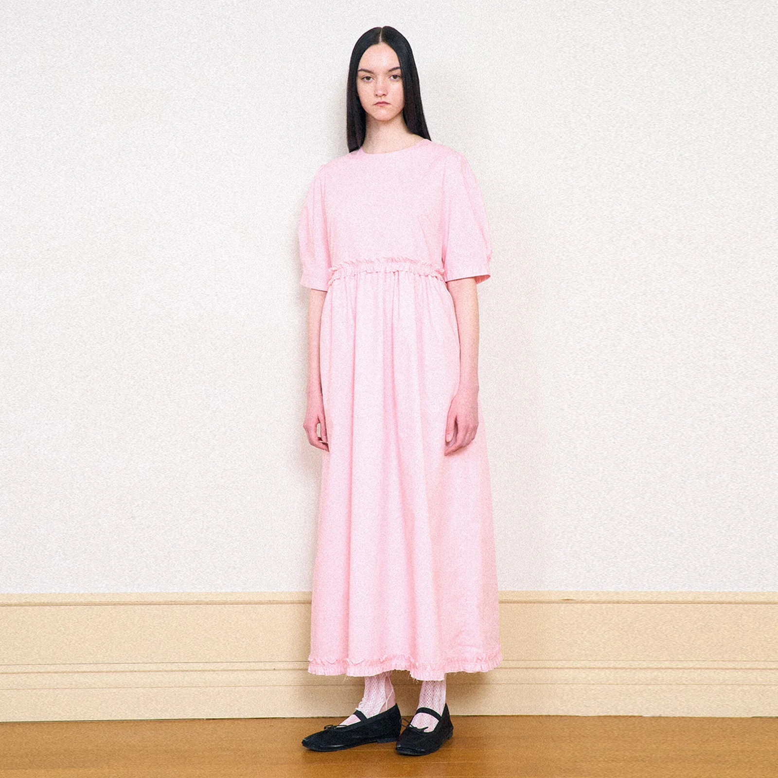PUFF SLEEVE MAXI DRESS_PINK