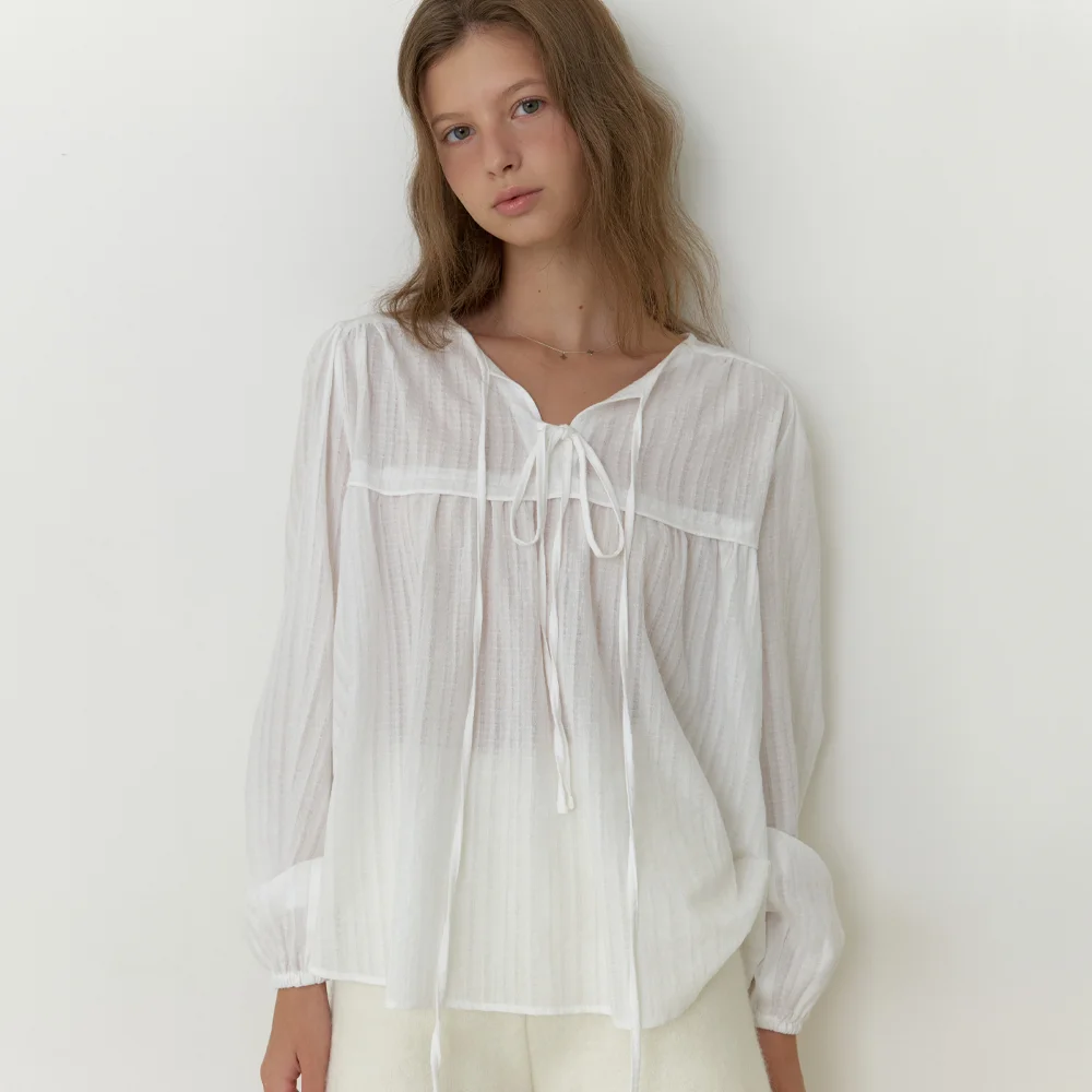 Florence ribbon blouse (ivory)