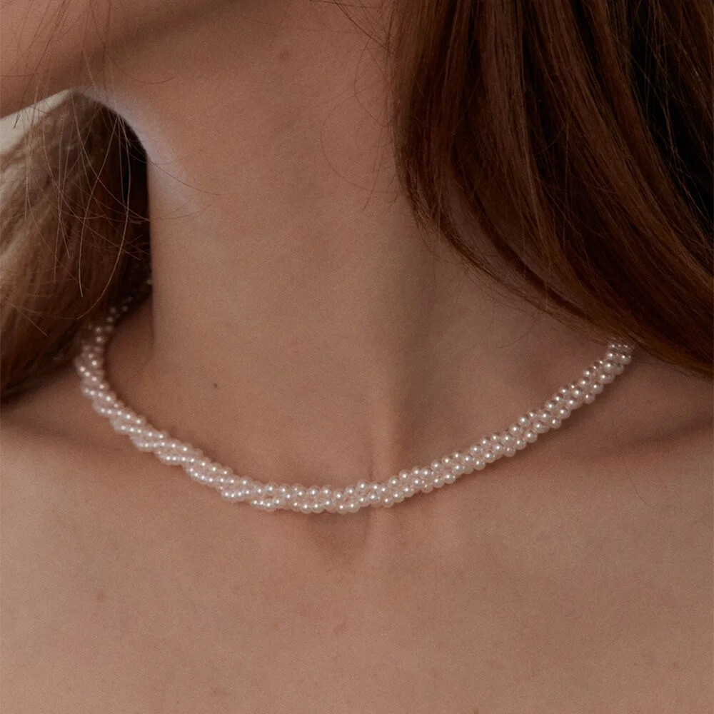 Handmade spiral pearl necklace JN003