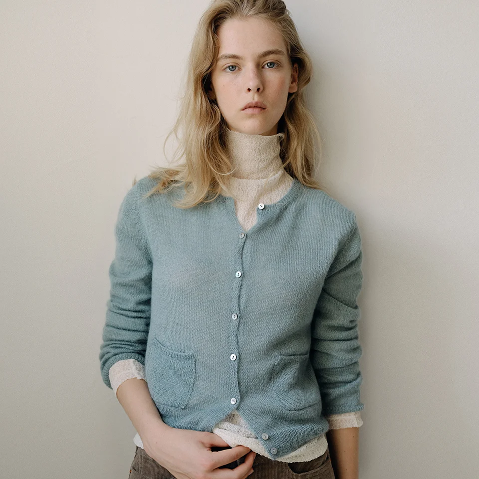 royal kid mohair knit cardigan (muted teal)