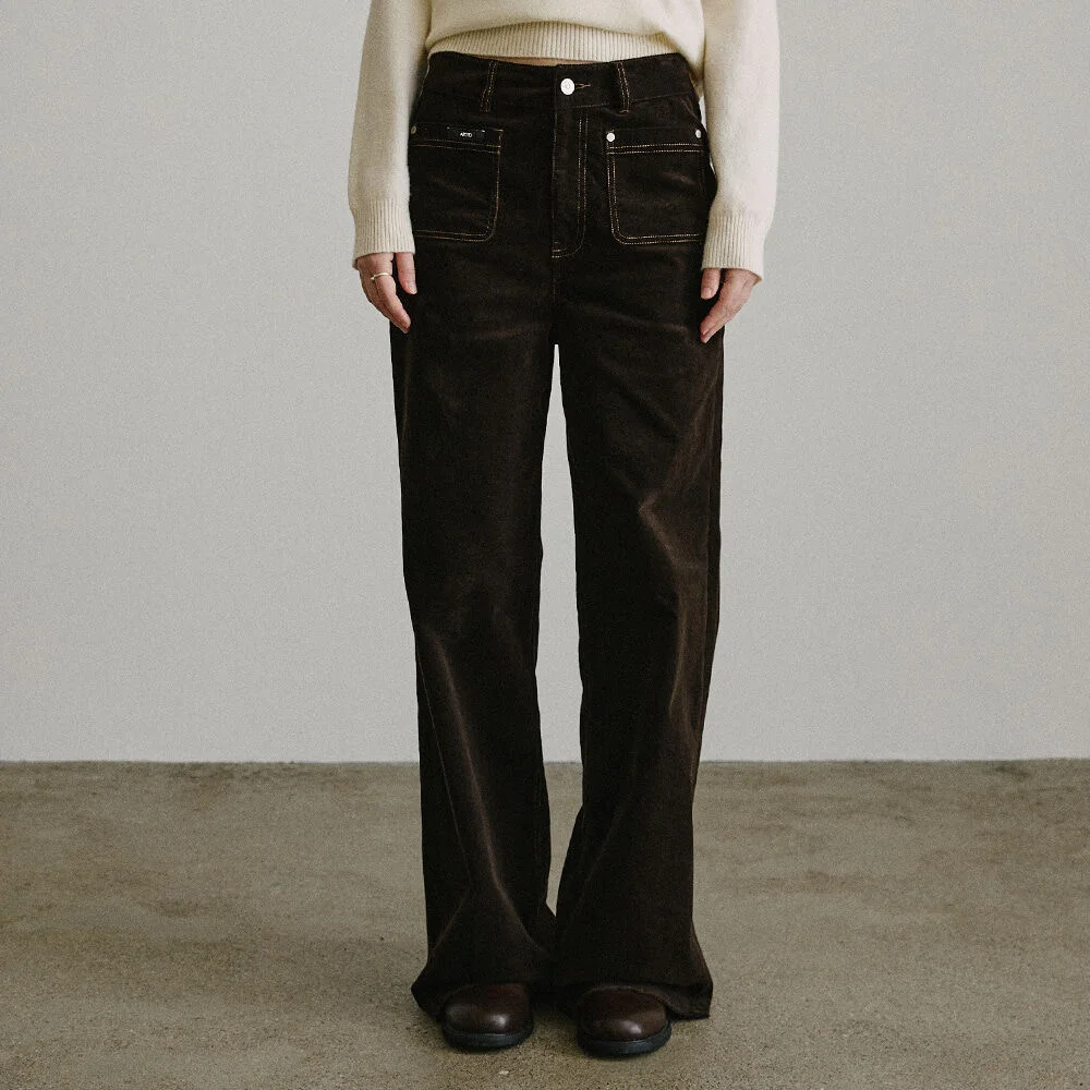 Selby 口袋 燈芯絨 褲子_BROWN