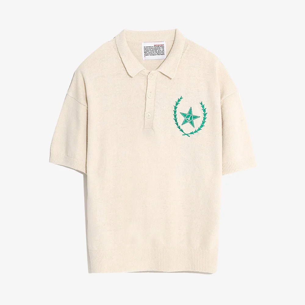 PEACE STAR COLLAR KNIT H/S (OATMEAL)